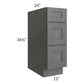 RTA Stone Grey 12" 3-Drawer Base Cabinet