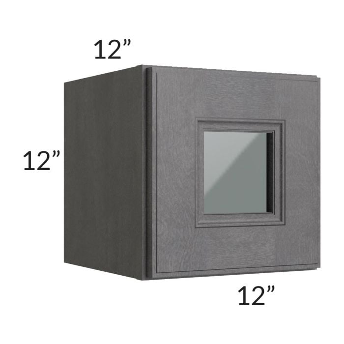 RTA Stone Grey 12" x 12" Decorative Wall Cabinet with Plain Glass