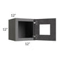 RTA Stone Grey 12" x 12" Decorative Wall Cabinet with Plain Glass