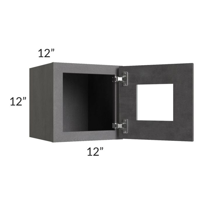 RTA Stone Grey 12" x 12" Decorative Wall Cabinet with Plain Glass