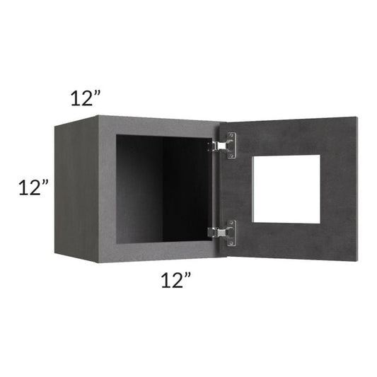 RTA Stone Grey 12" x 12" Decorative Wall Cabinet with Plain Glass