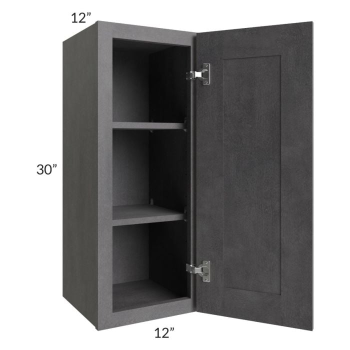 RTA Stone Grey 12" x 30" Wall Cabinet with 1 Decorative End Panel