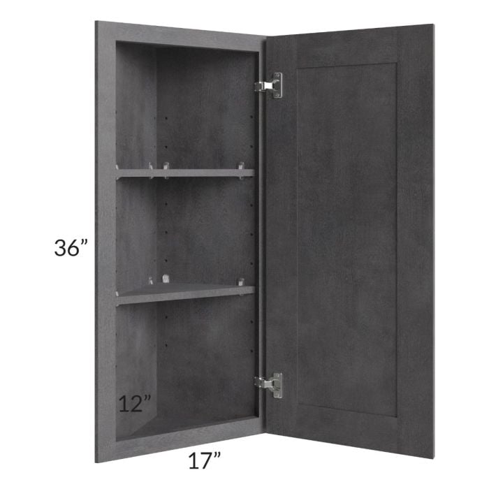 RTA Stone Grey 12" x 36" Wall End Angle Cabinet