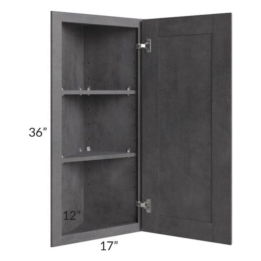 RTA Stone Grey 12" x 36" Wall End Angle Cabinet