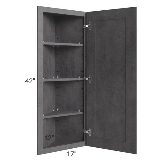 RTA Stone Grey 12" x 42" Wall End Angle Cabinet