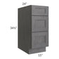 RTA Stone Grey 15" 3-Drawer Base Cabinet with 2 Decorative End Panels