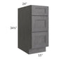 RTA Stone Grey 15" 3-Drawer Base Cabinet