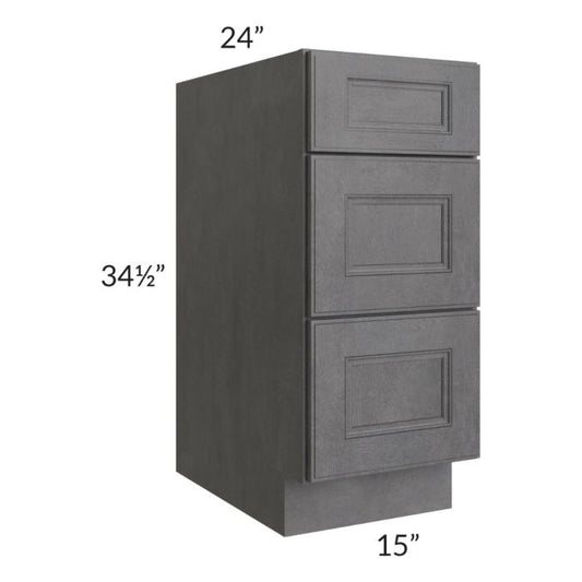RTA Stone Grey 15" 3-Drawer Base Cabinet