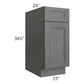 RTA Stone Grey 15" Base Cabinet with 1 Decorative End Panel and 2 Roll Out Trays