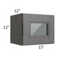 RTA Stone Grey 15" x 12" Decorative Wall Cabinet with Plain Glass