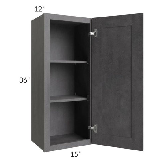 RTA Stone Grey 15" x 36" Wall Cabinet with 1 Decorative End Panel