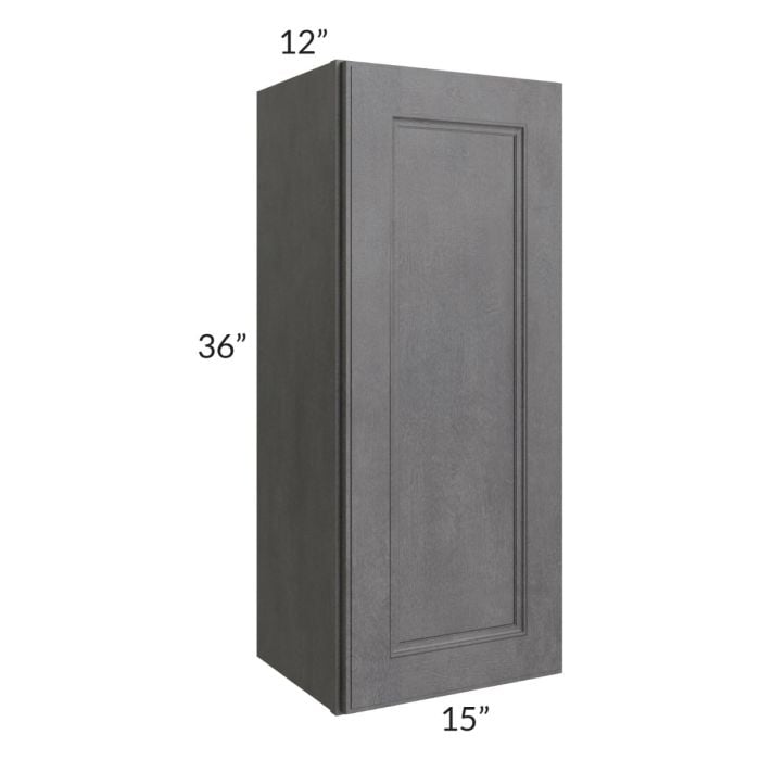 RTA Stone Grey 15" x 36" Wall Cabinet with 2 Decorative End Panels