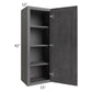 RTA Stone Grey 15" x 42" Wall Cabinet with 2 Decorative End Panels and Glass Door