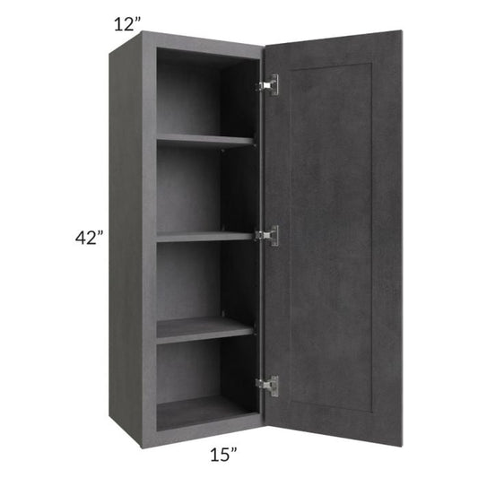 RTA Stone Grey 15" x 42" Wall Cabinet with 2 Decorative End Panels
