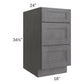 RTA Stone Grey 18" 3-Drawer Base Cabinet with 1 Decorative End Panel