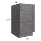 RTA Stone Grey 18" 3-Drawer Base Cabinet with 2 Decorative End Panels