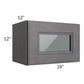 RTA Stone Grey 18" x 12" Decorative Wall Cabinet with Plain Glass