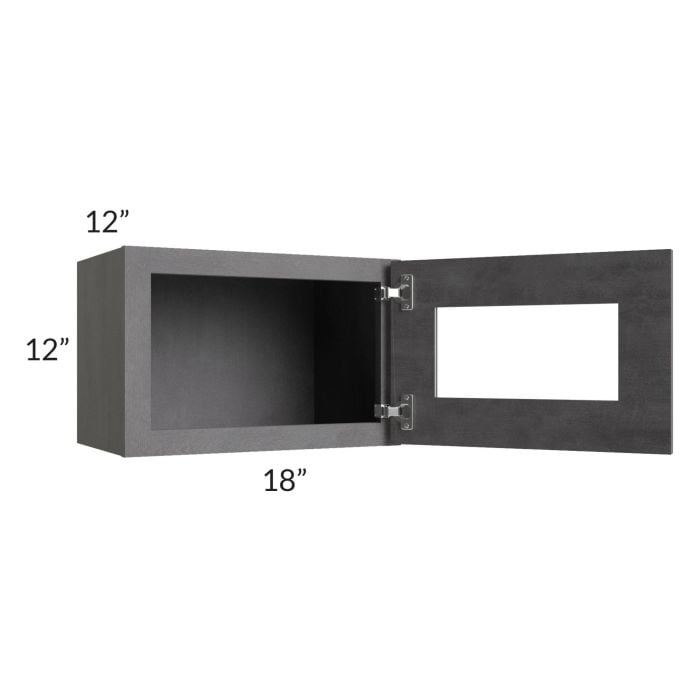 RTA Stone Grey 18" x 12" Decorative Wall Cabinet with Plain Glass