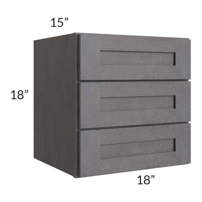 RTA Stone Grey 18" x 18" 3-Drawer Wall Cabinet