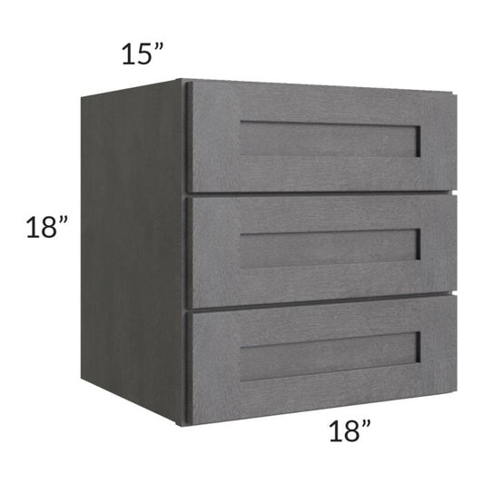 RTA Stone Grey 18" x 18" 3-Drawer Wall Cabinet