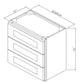 RTA Stone Grey 18" x 24" 3-Drawer Wall Cabinet