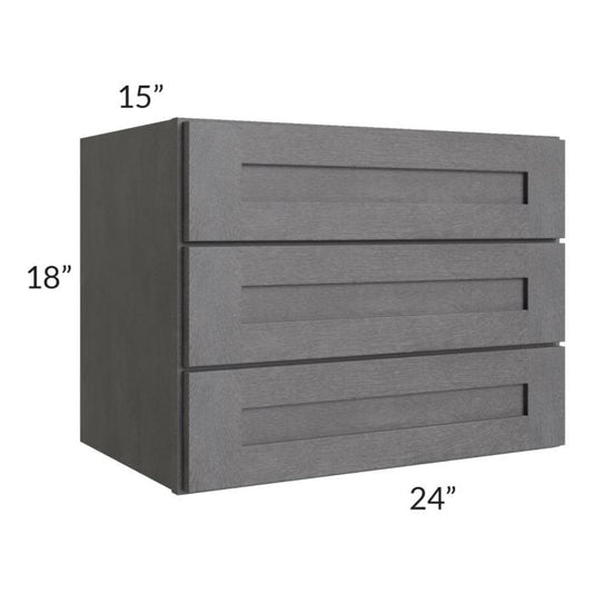 RTA Stone Grey 18" x 24" 3-Drawer Wall Cabinet