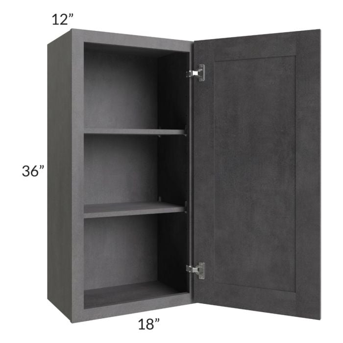 RTA Stone Grey 18" x 36" Wall Cabinet with 1 Decorative End Panel