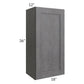 RTA Stone Grey 18" x 36" Wall Cabinet with 2 Decorative End Panels and Glass Door