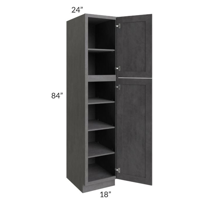 RTA Stone Grey 18" x 84" Utility Cabinet with 2 Decorative End Panels and 4 Roll Out Trays