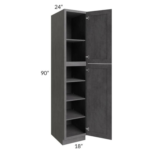 RTA Stone Grey 18" x 90" Utility Cabinet with 1 Decorative End Panel and 2 Roll Out Trays