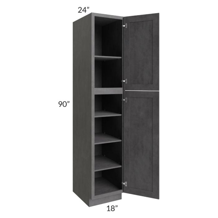RTA Stone Grey 18" x 90" Utility Cabinet with 2 Decorative End Panels and 4 Roll Out Trays
