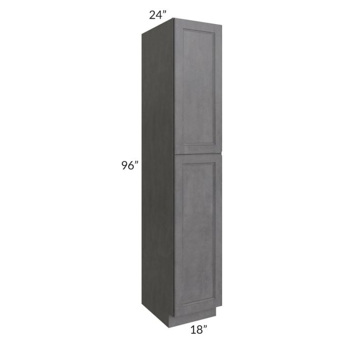 RTA Stone Grey 18" x 96" Utility Cabinet with 1 Decorative End Panel and 1 Roll Out Tray