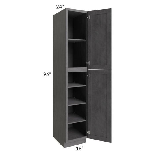 RTA Stone Grey 18" x 96" Utility Cabinet with 2 Decorative End Panels