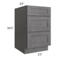 RTA Stone Grey 21" 3-Drawer Base Cabinet