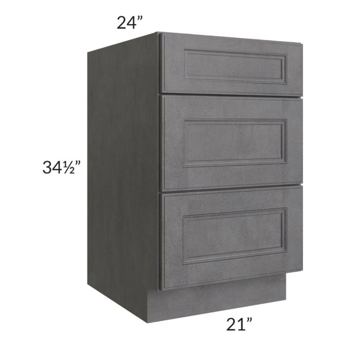 RTA Stone Grey 21" 3-Drawer Base Cabinet