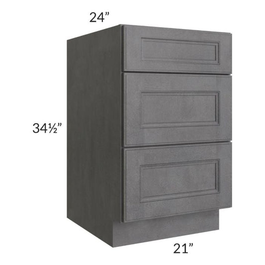 RTA Stone Grey 21" 3-Drawer Base Cabinet