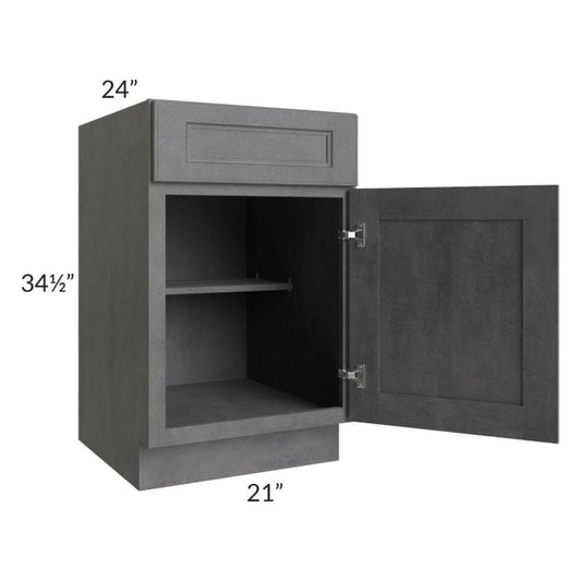 RTA Stone Grey 21" Base Cabinet with 1 Decorative End Panel