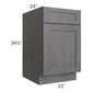RTA Stone Grey 21" Base Cabinet with 2 Roll Out Trays