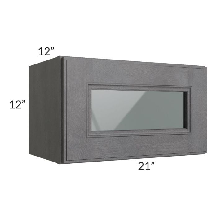 RTA Stone Grey 21" x 12" Decorative Wall Cabinet with Plain Glass