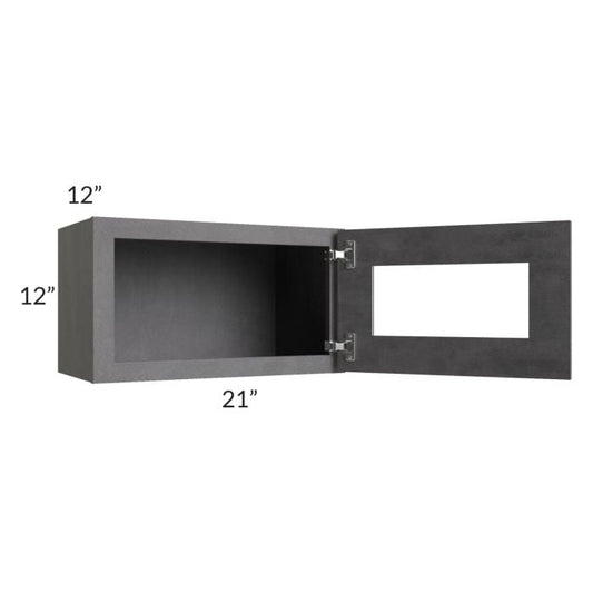 RTA Stone Grey 21" x 12" Decorative Wall Cabinet with Plain Glass