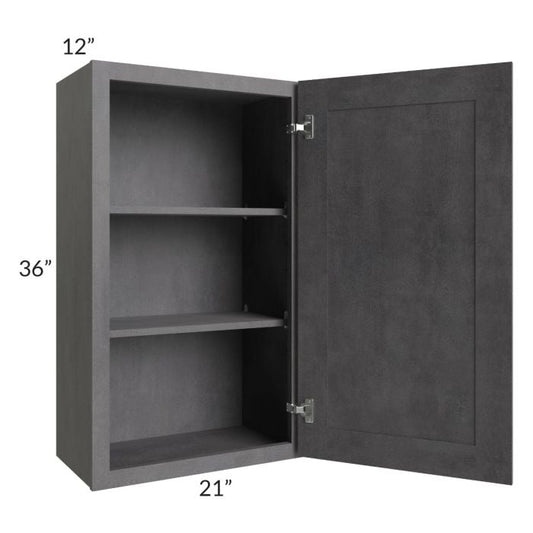RTA Stone Grey 21" x 36" Wall Cabinet with 1 Decorative End Panel