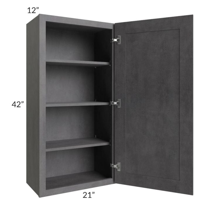 RTA Stone Grey 21" x 42" Wall Cabinet with 1 Decorative End Panel