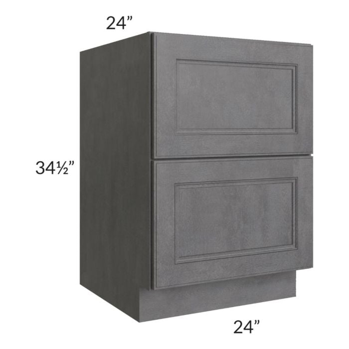 RTA Stone Grey 24" 2-Drawer Base Cabinet with 2 Decorative End Panels