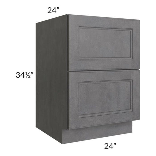RTA Stone Grey 24" 2-Drawer Base Cabinet with 2 Decorative End Panels