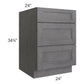 RTA Stone Grey 24" 3-Drawer Base Cabinet with 1 Decorative End Panel