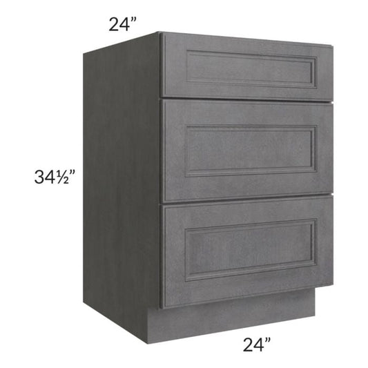 RTA Stone Grey 24" 3-Drawer Base Cabinet