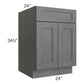 RTA Stone Grey 24" Base Cabinet with 2 Decorative End Panels