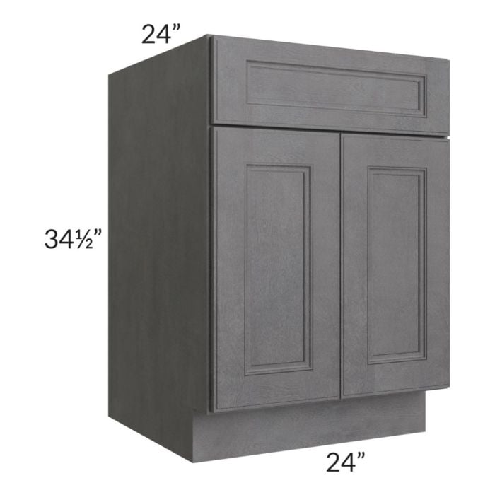 RTA Stone Grey 24" Base Cabinet with 2 Decorative End Panels