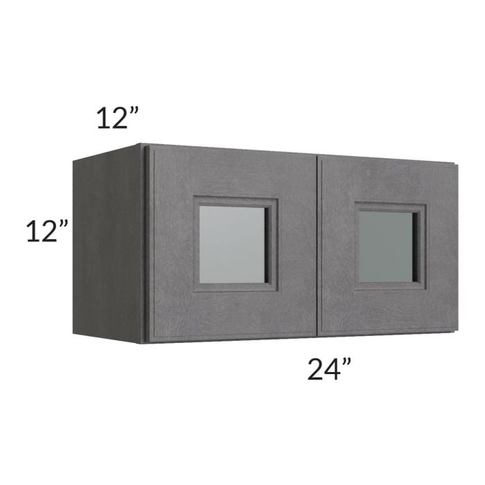 RTA Stone Grey 24" x 12" Decorative Wall Cabinet with Plain Glass