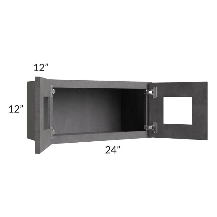 RTA Stone Grey 24" x 12" Decorative Wall Cabinet with Plain Glass